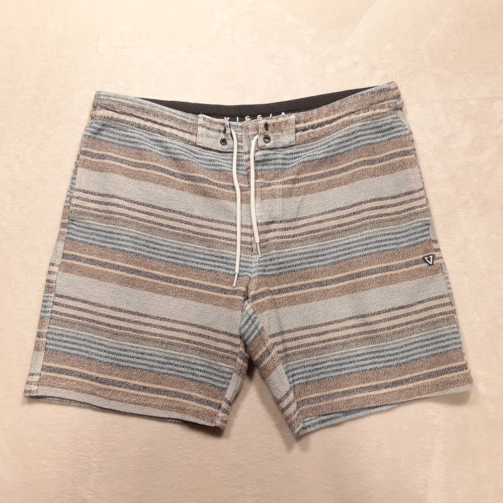 Vissla Mens Beacons Sofa Surfer L Yarn Dyed Cotton Blend Cruiser Shorts Java